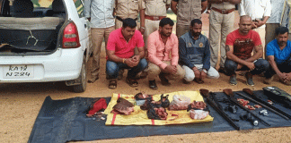 ಪ್ರಾಣಿಗಳ ಭೇಟೆ: 5 ಜನ ಪ್ರಾಣಿ ಭಕ್ಷಕರ ಬಂಧನ