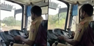 ಡೇಂಜರಸ್ ಡ್ರೈವರ್.. ಮೊಬೈಲ್ನಲ್ಲಿ ಚಾಟ್ ಮಾಡುತ್ತಾ ಬಸ್ ಓಡಿಸಿದ ಚಾಲಕ