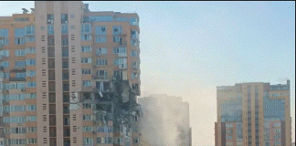 ಉಕ್ರೇನ್ನ ವಸತಿ ಸಮುಚ್ಚಯದ ಮೇಲೆ ರಷ್ಯಾ ಕ್ಷಿಪಣಿ ದಾಳಿ.. ಕಟ್ಟಡ ಧ್ವಂಸ
