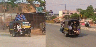 ತುಮಕೂರು ಪಾವಗಡದಲ್ಲಿ ವಿದ್ಯಾರ್ಥಿಗಳನ್ನು ಆಟೋ ಟಾಪ್ ಮೇಲೆ ಕೂರಿಸಿ ಆಟೋ ಚಲಾಯಿಸಿದ ಚಾಲಕ!