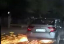 ಕಾರು ಬೈಕ್ ಡಿಕ್ಕಿ :ಬೈಕನ್ನು 4 ಕಿ.ಮಿ ಎಳೆದೊಯ್ದಿದ ಕಾರು