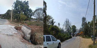 ರಸ್ತೆ ನಿರ್ಮಿಸಿದ ಗುತ್ತಿಗೆದಾರರಿಂದಲೇ ರಸ್ತೆಗೆ ಸಂಚಕಾರ